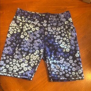 Athletic Works Blue Floral Bike Shorts